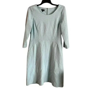 Talbots Ribbed Dress Knee Length 3/4 Sleeves Blue Size 12 Party Cocktail Cotton